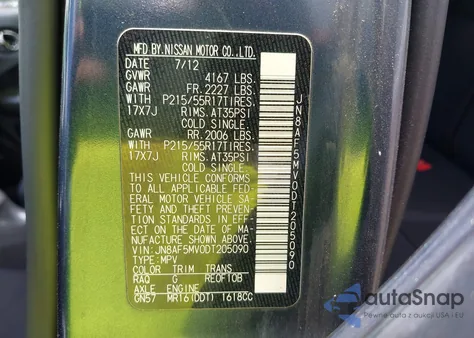 2013 Nissan Juke Sv из США, поврежденный, VIN JN8AF5MV0DT205090